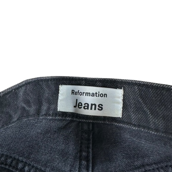 REFORMATION Lagoon Destroyed Button Fly Straight Leg Denim Jeans Size 23 Washed - Picture 6 of 10